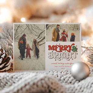 Merry & Bright Retro 2 Photo Holiday Card