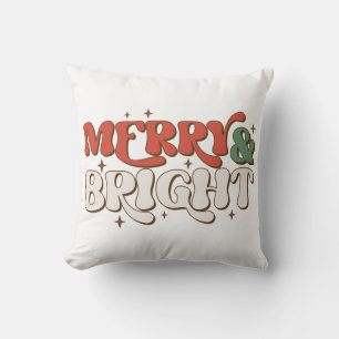 Merry & Bright Retro Christmas Cushion