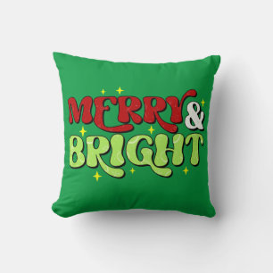 Merry & Bright - Retro Christmas Happy Holidays Cushion