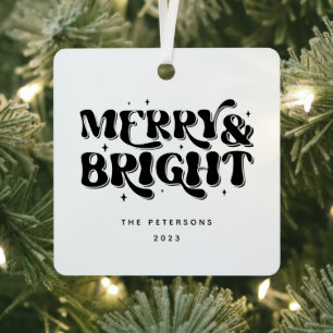 Merry & Bright Retro Christmas Metal Tree Decoration