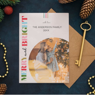 Merry & Bright Retro Christmas Photos Holiday Card