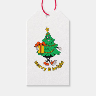 Merry & Bright Retro Christmas Tree Gift Tag