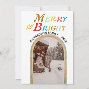 Merry & Bright Retro Colourful Flat Holiday Card