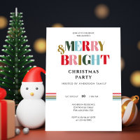 Merry & Bright Retro Colourful White ChristmasPart