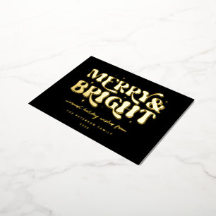 Merry & Bright Retro Foil Holiday Postcard