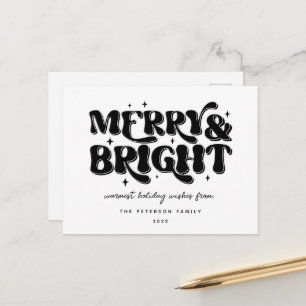 Merry & Bright Retro Holiday Postcard