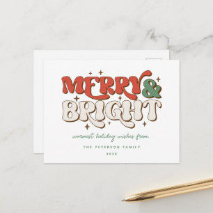 Merry & Bright Retro Holiday Postcard
