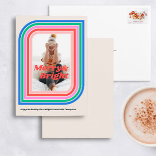 Merry & Bright Retro Stripe Holiday Photo Card