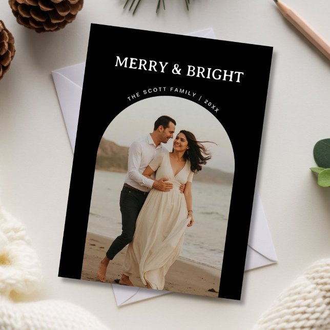 Merry & Bright Romantic Couple Christmas Holiday Card (Creator Uploaded)