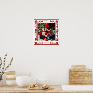 Merry & Bright Santa Sleigh Ride Christmas Photo Poster