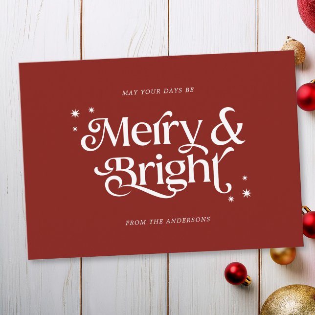 Merry & Bright Simple Christmas Holiday Card (Mockup View)