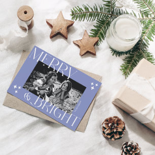 Merry & Bright simple & elegant Christmas Photo Holiday Card