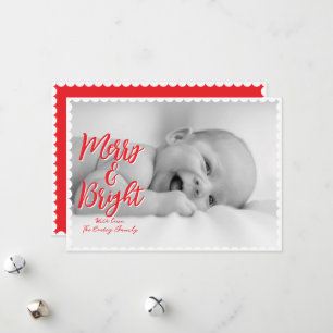 Merry & Bright Solid Scallop Christmas Card