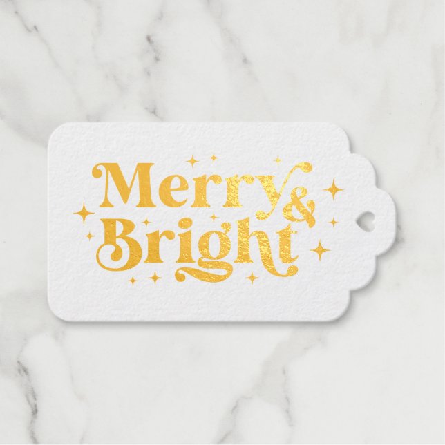 Merry & Bright Sparkle Christmas Gift Tags (Front (Horizontal))