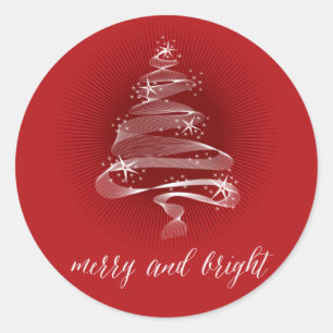 Merry & Bright Sparkling Christmas Tree Holiday Classic Round Sticker