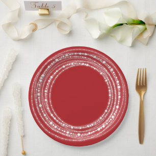Merry & Bright Sparkling Lights Chic Holiday Party Paper Plate