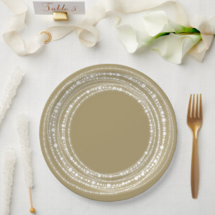 Merry & Bright Sparkling Lights Chic Holiday Party Paper Plate