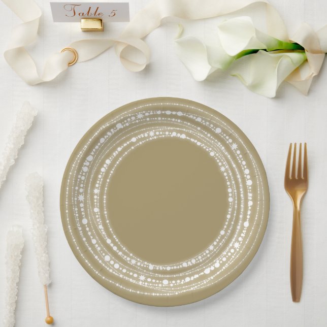 Merry & Bright Sparkling Lights Chic Holiday Party Paper Plate (Wedding)