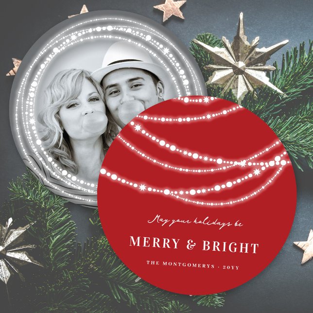 Merry & Bright Sparkling Lights Christmas Photo Holiday Card (Creator Uploaded)