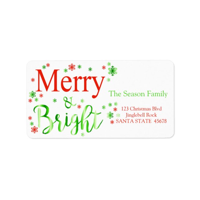 Merry & Bright stars holiday label (Front)