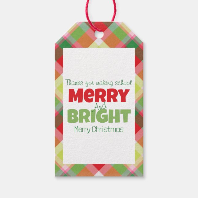 Merry & Bright Teachers Thank You Gift Tag (Front)