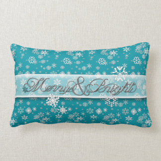 Merry & Bright • Teal & Snowflakes • Classic Lumbar Cushion