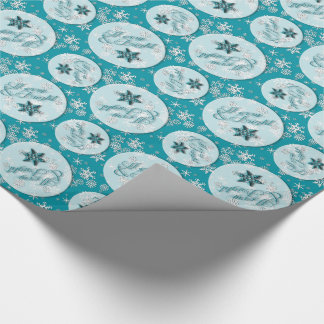 Merry & Bright • Teal • Snowflakes • Holidays Wrapping Paper