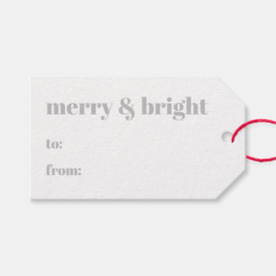 Merry & bright to from grey white modern Christmas Gift Tags