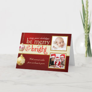 Merry & Bright Two-Photo Holiday Greeting Card