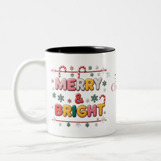Merry & Bright Two-Tone Christmas Mug – Candy Cane