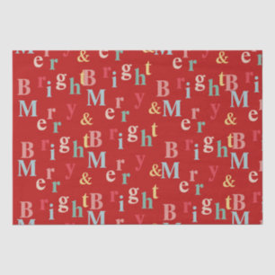 Merry & Bright typography red colour Tissue Paper