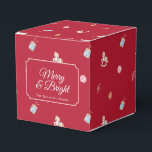Merry & Bright Vintage Christmas Favour Box<br><div class="desc">Add a nostalgic touch to your holiday celebrations with this vintage Christmas favour box. Featuring charming watercolor illustrations of classic Christmas ornaments, rocking horses, and candy canes, along with the festive phrase “Merry & Bright, ” it brings warmth and cheer to your holiday table. Perfect for party favours, sweet treats,...</div>