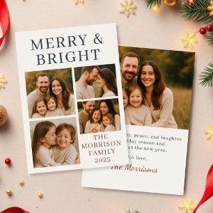 Merry & Bright Warm Modern Photo Holiday Card