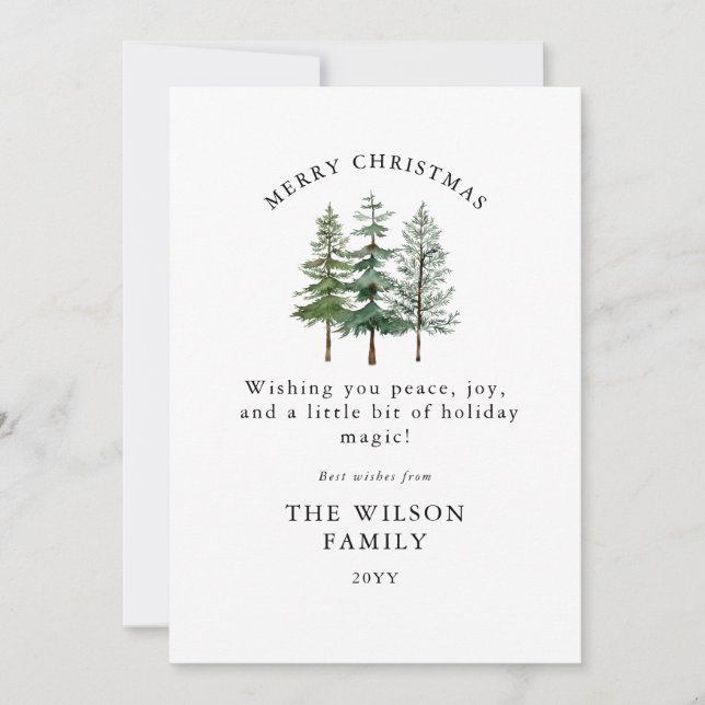 Merry & Bright – Watercolor Forest Christmas Invitation (Front)