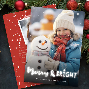 Merry & Bright White Glow Magical Christmas Photo Holiday Card