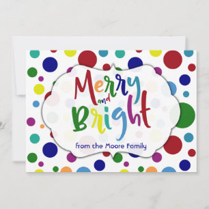 Merry & Bright with Colourful Words and Circles, 2 Holiday Card