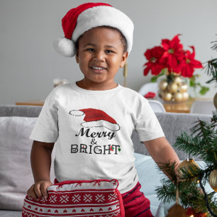 Merry & Bright with Santa Hat Christmas, ZSPG Toddler T-Shirt