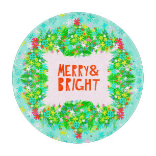 Merry & Bright Wreath Cutting Board