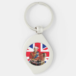 Merry British Christmas King Charles III  Key Ring