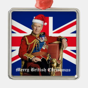 Merry British Christmas King Charles III  Metal Ornament