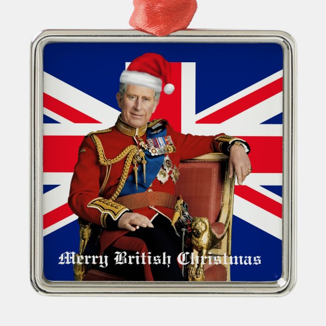 Merry British Christmas King Charles III  Metal Ornament (Front)