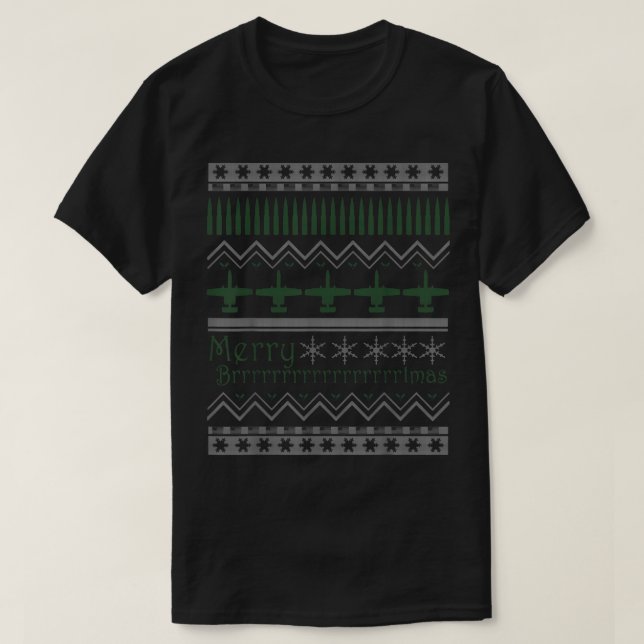 Merry Brrrrtmas A10 Warthog Ugly Christmas Sweater (Design Front)
