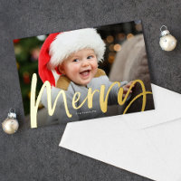 Merry brush script photo Christmas