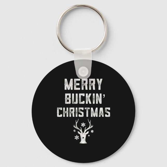 Merry Buckin' Christmas Redneck Costume Reindeer D Key Ring (Front)