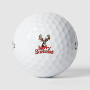 Merry Buckmas Deer Head Hunting Holiday Christmas Golf Balls