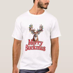 Merry Buckmas Deer Head Hunting Holiday Christmas T-Shirt