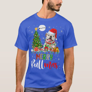 Merry Bullmas Red Plaid Christmas Santa Bulldog Xm T-Shirt