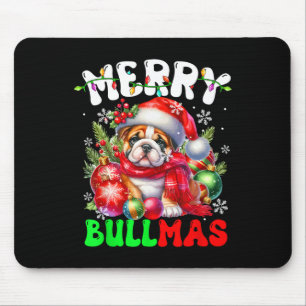 Merry Bullmas Santa Bulldog Christmas Decorating C Mouse Pad