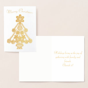 Merry C Christmas Ornate Tree Ornament Outline Foil Card
