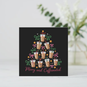 Merry & Caffeinated Xmas Coquette Coffee Latte Holiday Card
